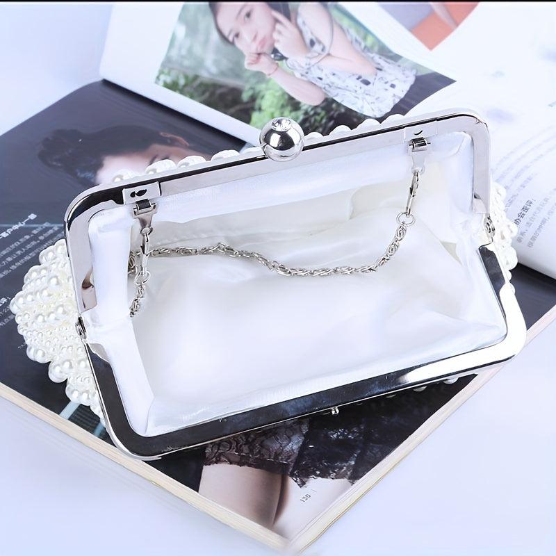 Pearl Decor Evening Clutch Bag for Wedding Party Prom