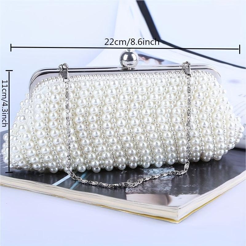 Pearl Decor Evening Clutch Bag for Wedding Party Prom