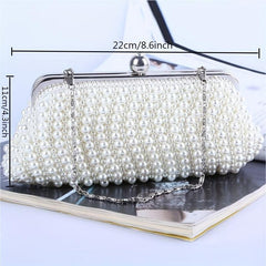 Pearl Decor Evening Clutch Bag for Wedding Party Prom
