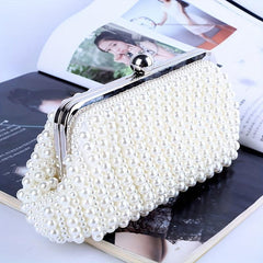Pearl Decor Evening Clutch Bag for Wedding Party Prom
