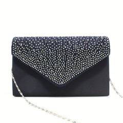 Glitter Rhinestone Clutch Wallet Evening Bag with Chain Strap