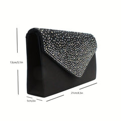 Glitter Rhinestone Clutch Wallet Evening Bag with Chain Strap