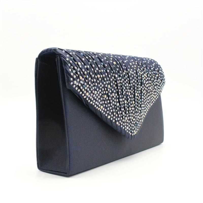 Glitter Rhinestone Clutch Wallet Evening Bag with Chain Strap