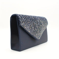 Glitter Rhinestone Clutch Wallet Evening Bag with Chain Strap