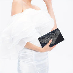 Glitter Rhinestone Clutch Wallet Evening Bag with Chain Strap