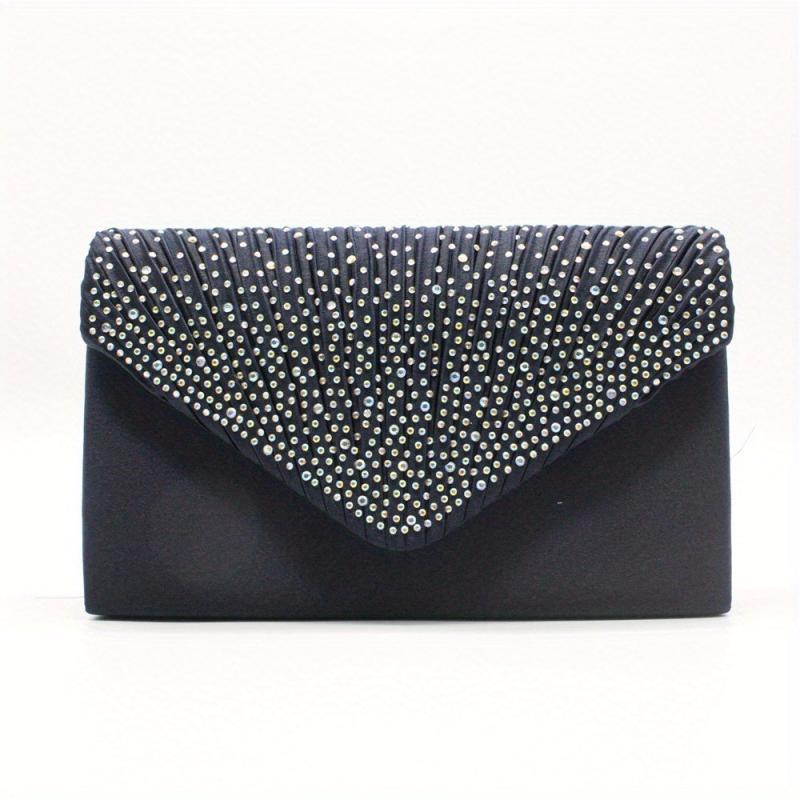 Glitter Rhinestone Clutch Wallet Evening Bag with Chain Strap
