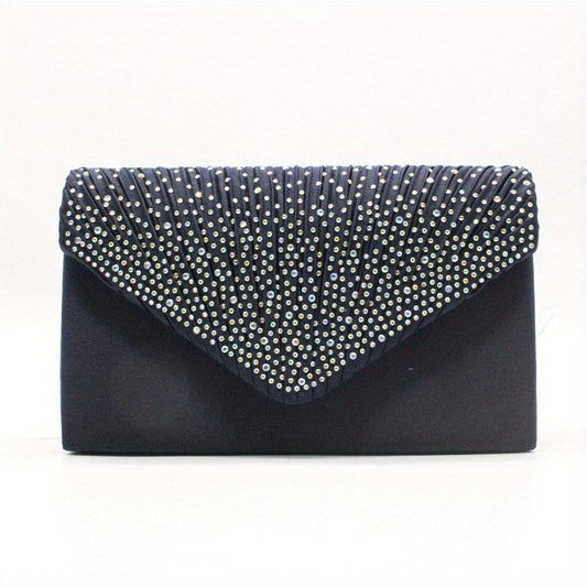 Glitter Rhinestone Clutch Wallet Evening Bag with Chain Strap