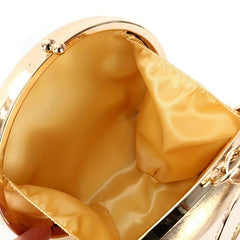 Faux Crystal Rhinestone Ring Handle Wristlet Handbag Solid Evening Bag