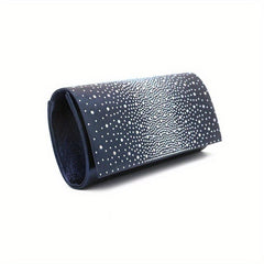 Rhinestone Buckle Flap Clutch Bag with Metal Chain
