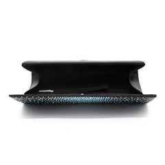Rhinestone Buckle Flap Clutch Bag with Metal Chain