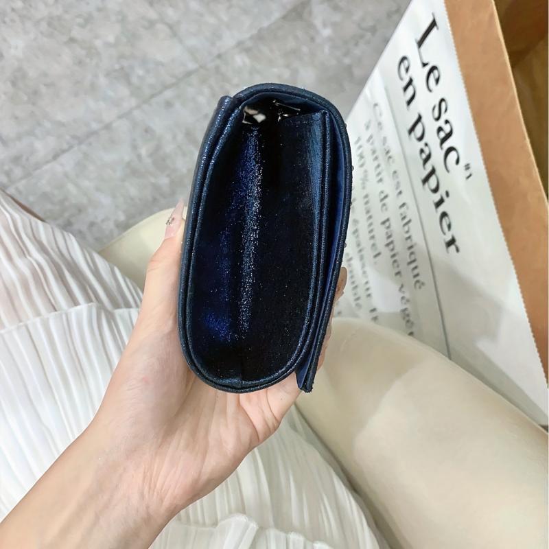 Rhinestone Buckle Flap Clutch Bag with Metal Chain