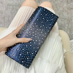 Rhinestone Buckle Flap Clutch Bag with Metal Chain