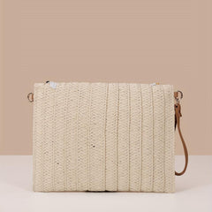 Boho Style Woven Clutch Bag with Colorful Tassel Flap Purse