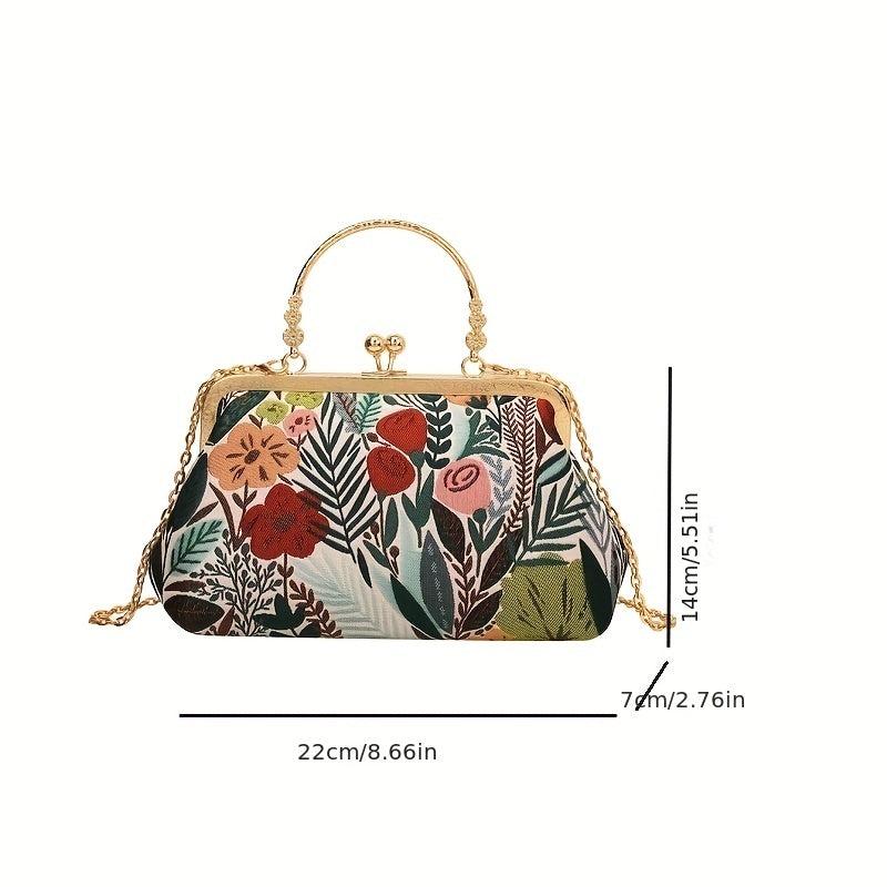 Vintage Floral Embroidered Frame Bag Evening Clutch Purse Formal Banquet Handbag
