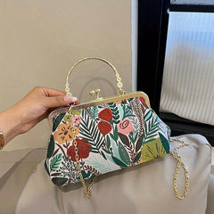 Vintage Floral Embroidered Frame Bag Evening Clutch Purse Formal Banquet Handbag