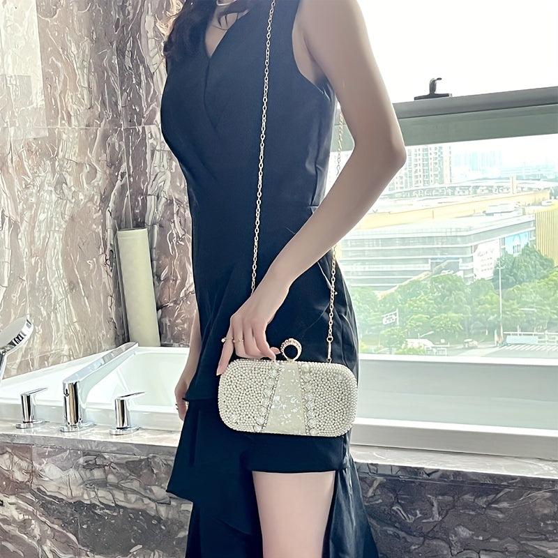 Rhinestone Clutch Purse Faux Pearl Evening Bag Women's Handbags