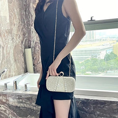 Rhinestone Clutch Purse Faux Pearl Evening Bag Women's Handbags