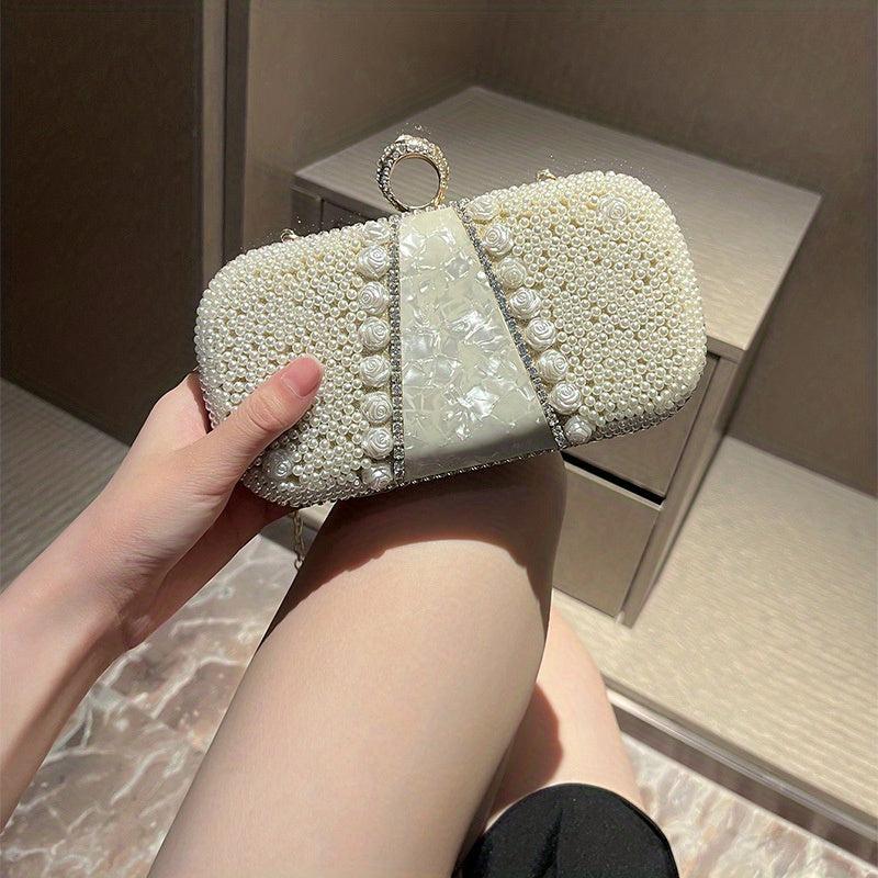 Rhinestone Clutch Purse Faux Pearl Evening Bag Women's Handbags