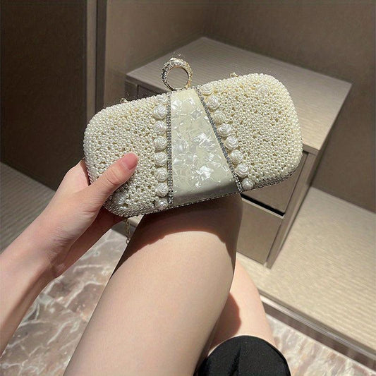 Rhinestone Clutch Purse Faux Pearl Evening Bag Women's Handbags