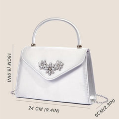 Floral Rhinestone Handbag Top Handle Clutch Purse for Party