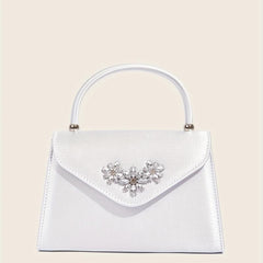 Floral Rhinestone Handbag Top Handle Clutch Purse for Party