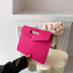 Crocodile Pattern Felt Handbag Women's Square Purse Large Capacity Clutch Bag