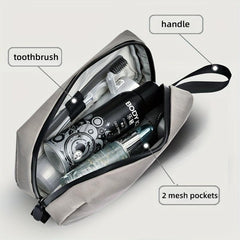 Men's Waterproof Nylon Toiletry Bag for Business Trips Grey