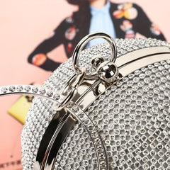 Glitter Rhinestone Round Clutch Dinner Purse Handbag For Wedding Party Prom