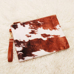 Stylish Cow Print Clutch Wallet Zipper Coin Purse