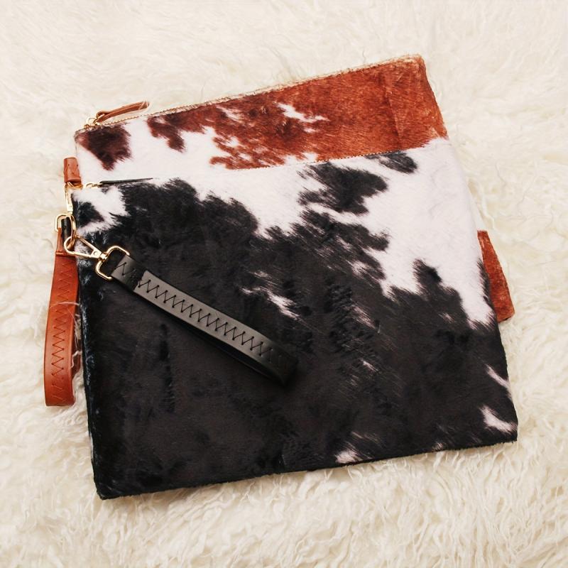Stylish Cow Print Clutch Wallet Zipper Coin Purse