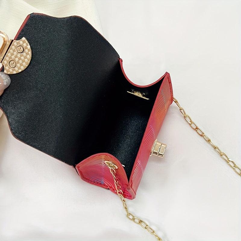 Laser Gradient Small Square Shoulder Bag Stylish Niche Turn Lock Purse