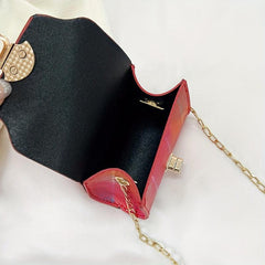 Laser Gradient Small Square Shoulder Bag Stylish Niche Turn Lock Purse