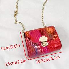 Laser Gradient Small Square Shoulder Bag Stylish Niche Turn Lock Purse