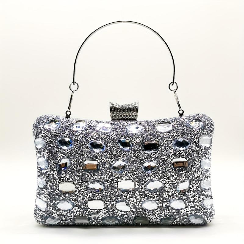 Rhinestone Chain Clutch Elegent Dinner Evening Bag