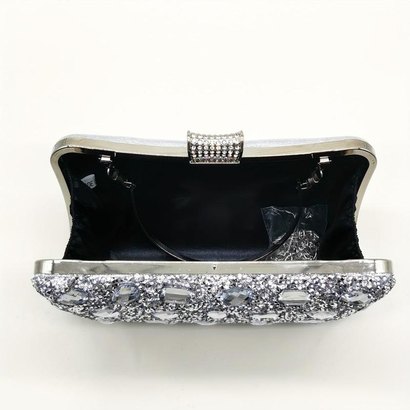 Rhinestone Chain Clutch Elegent Dinner Evening Bag