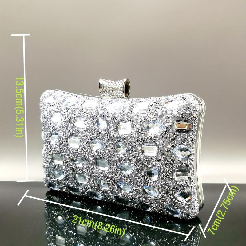 Rhinestone Chain Clutch Elegent Dinner Evening Bag