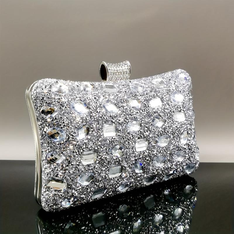 Rhinestone Chain Clutch Elegent Dinner Evening Bag