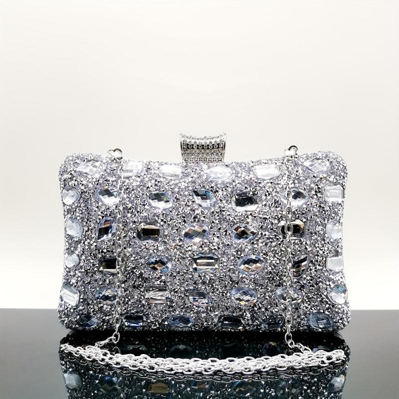Rhinestone Chain Clutch Elegent Dinner Evening Bag