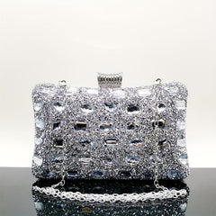Rhinestone Chain Clutch Elegent Dinner Evening Bag