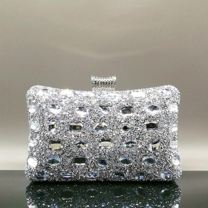 Rhinestone Chain Clutch Elegent Dinner Evening Bag