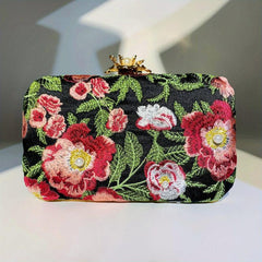 Flower Embroidery Faux Pearl Clutch Bag for Wedding Banquet