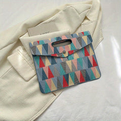 Triangle Pattern Contrast Thin Handbag - Colorful Textured Clutch Bag