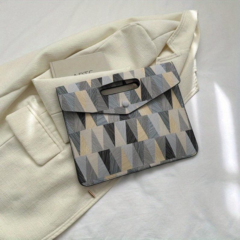 Triangle Pattern Contrast Thin Handbag - Colorful Textured Clutch Bag