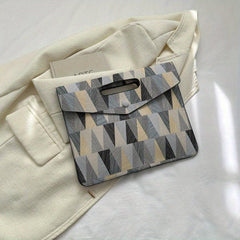 Triangle Pattern Contrast Thin Handbag - Colorful Textured Clutch Bag