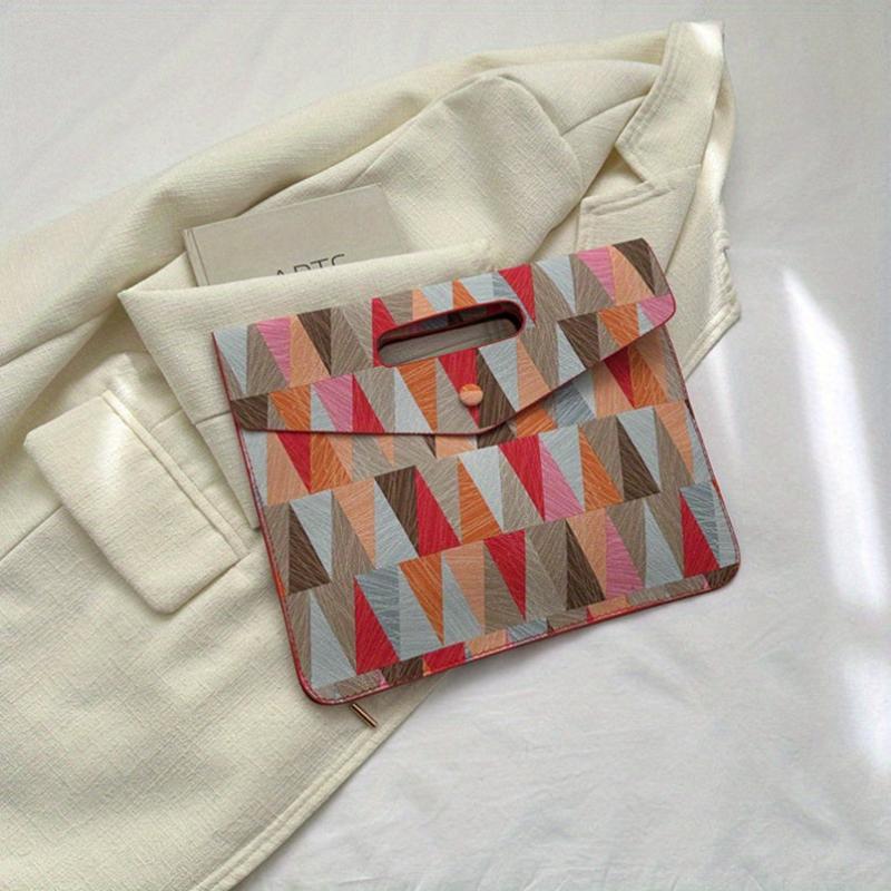 Triangle Pattern Contrast Thin Handbag - Colorful Textured Clutch Bag