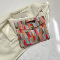 Triangle Pattern Contrast Thin Handbag - Colorful Textured Clutch Bag