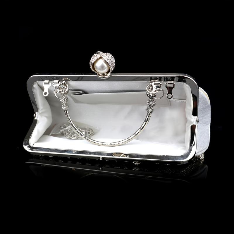 Rhinestone Tassel Evening Bag Faux Pearl Decor Wedding Bridal Purse
