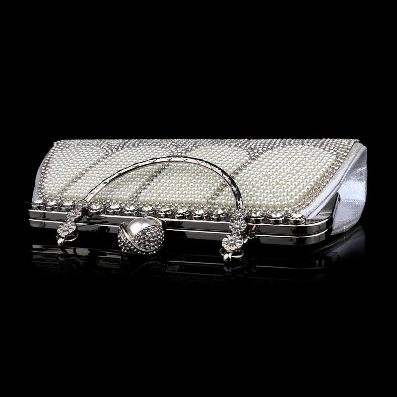 Rhinestone Tassel Evening Bag Faux Pearl Decor Wedding Bridal Purse