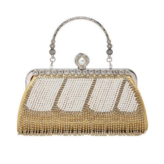 Rhinestone Tassel Evening Bag Faux Pearl Decor Wedding Bridal Purse