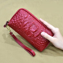 Textured Zip Around Wristlet Long Wallet